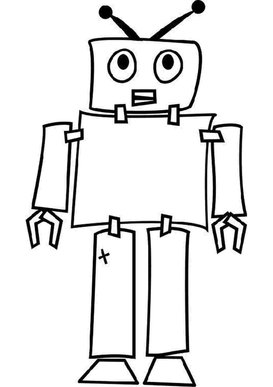 Маленький простой робот с антеннами Раскраски для детей мальчиков