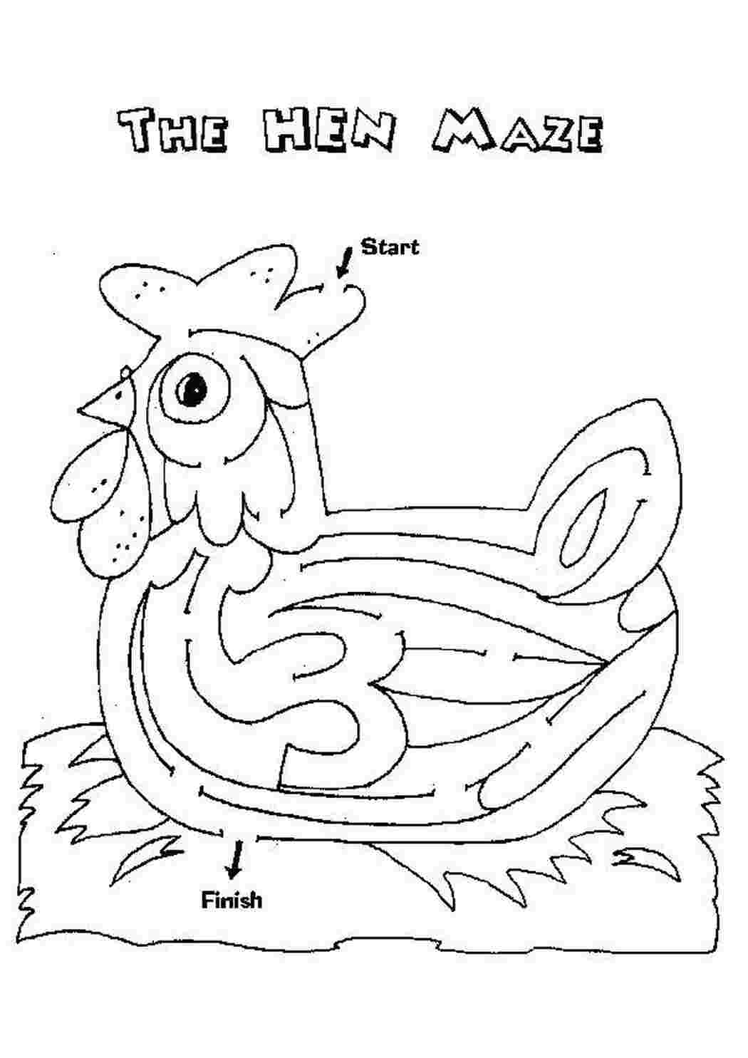 Раскраски Лабиринт курица Лабиринты лабиринт, курица