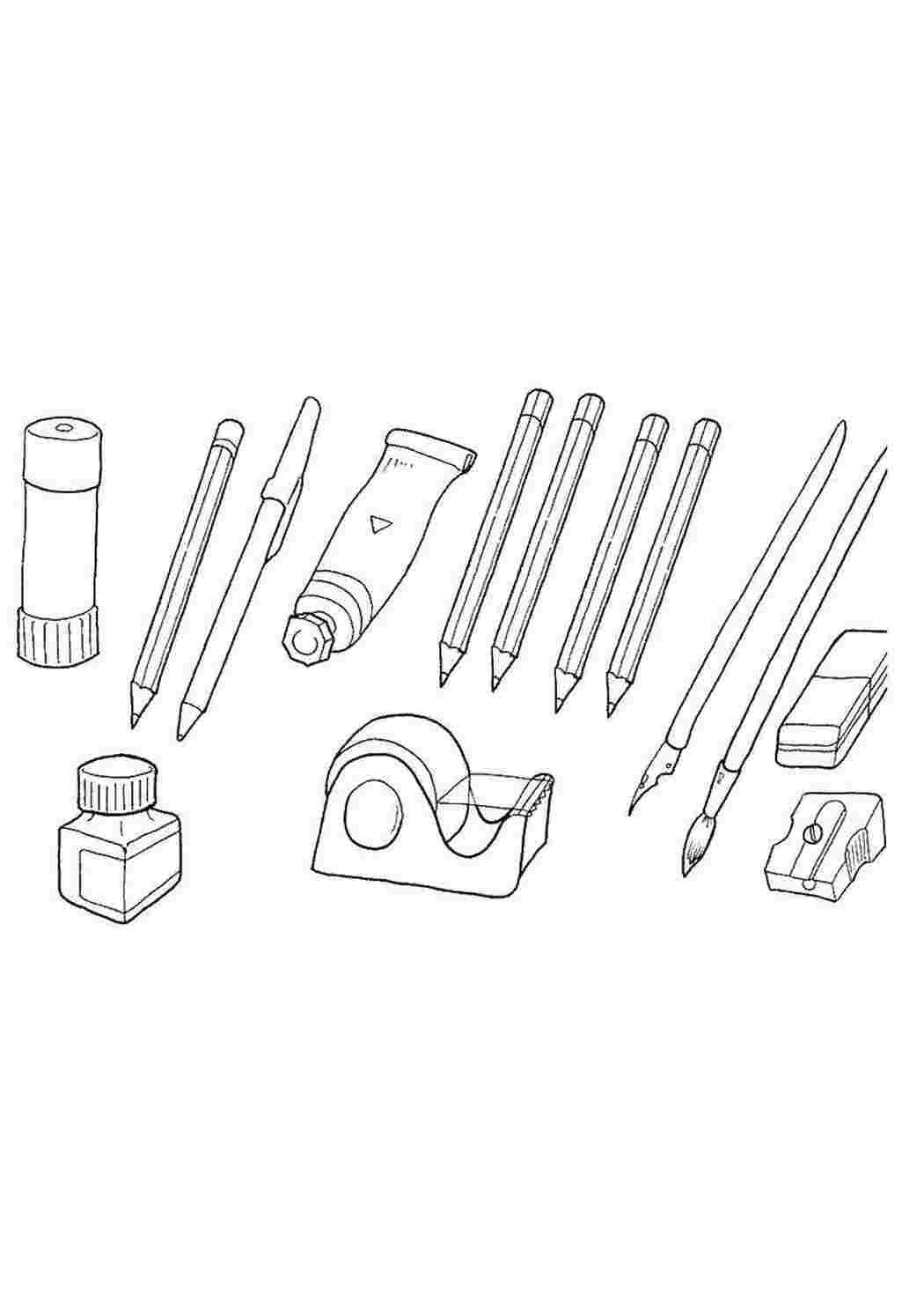 Раскраски Набор школьных принадлежностей школьные принадлежности школа