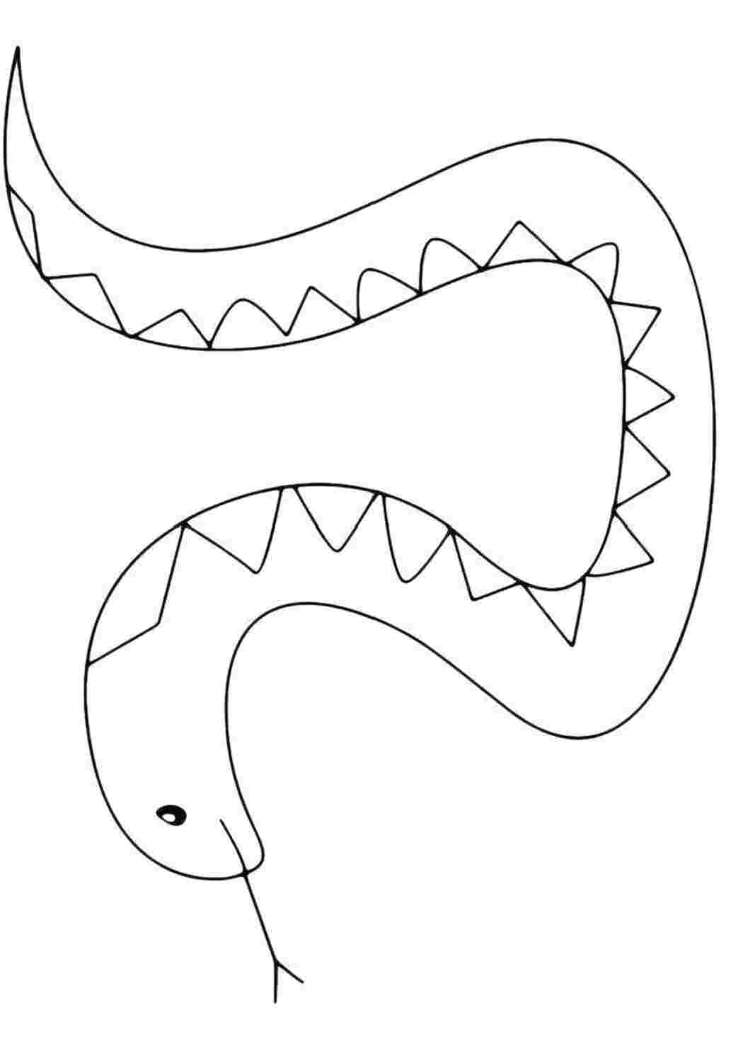 Раскраски Раскраска Змея улыбается. Для малышей Змея Змея