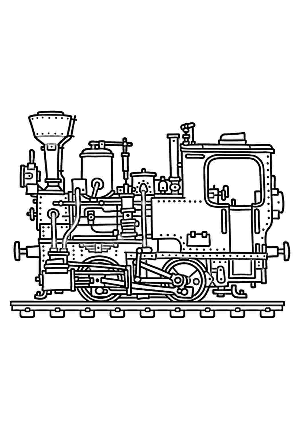 Компактный паровоз Раскраски скачать и распечатать бесплатно.
