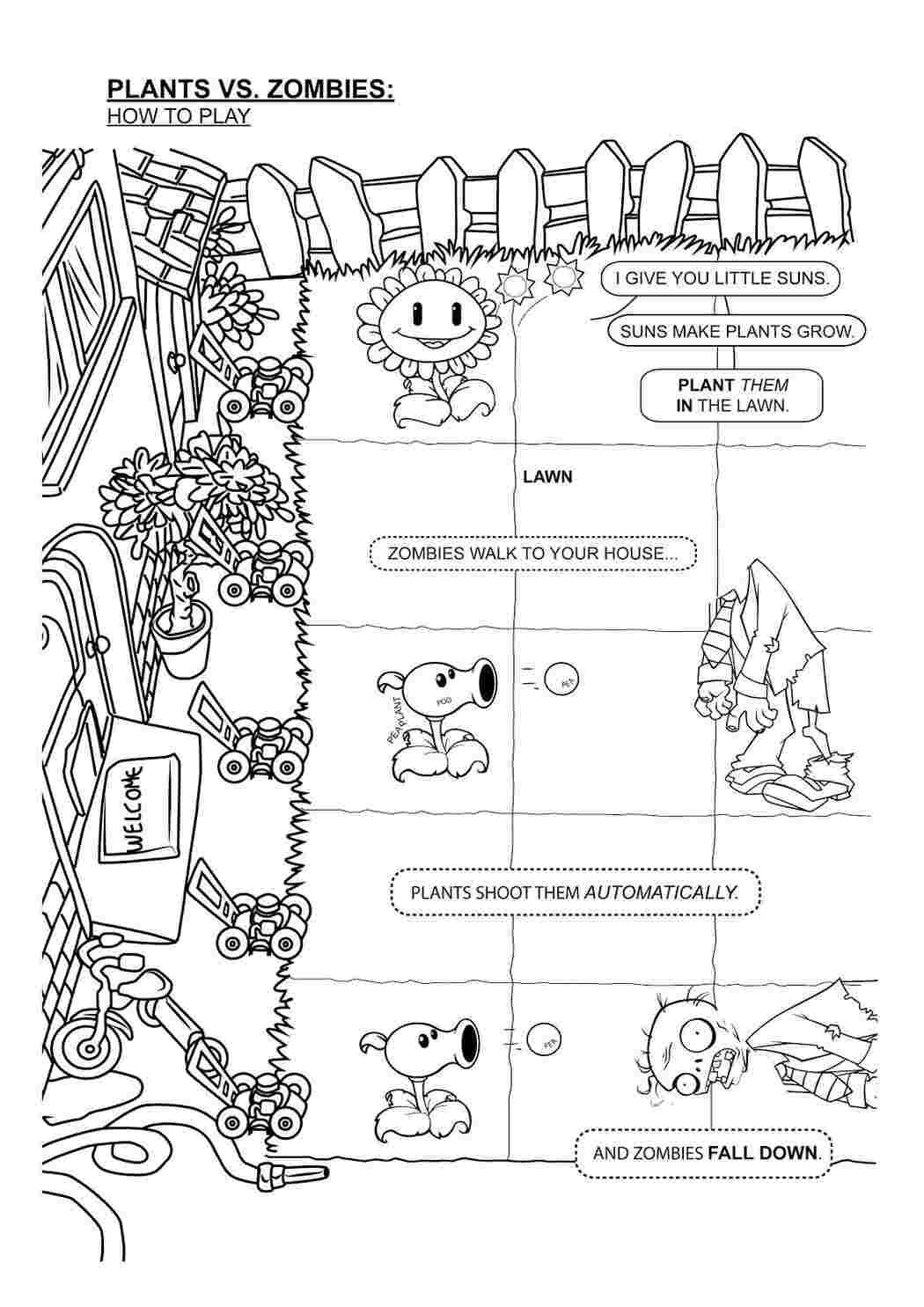 Зомби против растений, игра Раскраски для мальчиков