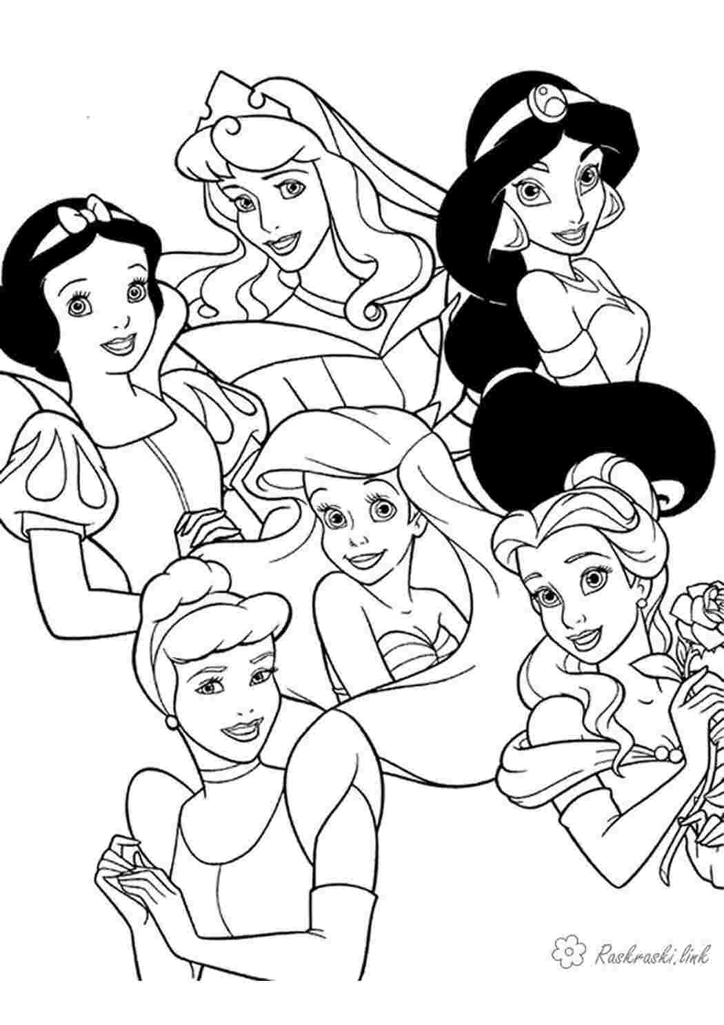 Раскраски спящая красавица, жасмин, ариэль, белоснежка, золугка, красавица и чудовище, принцессы, дисней, раскраски Раскраски Walt Disney 