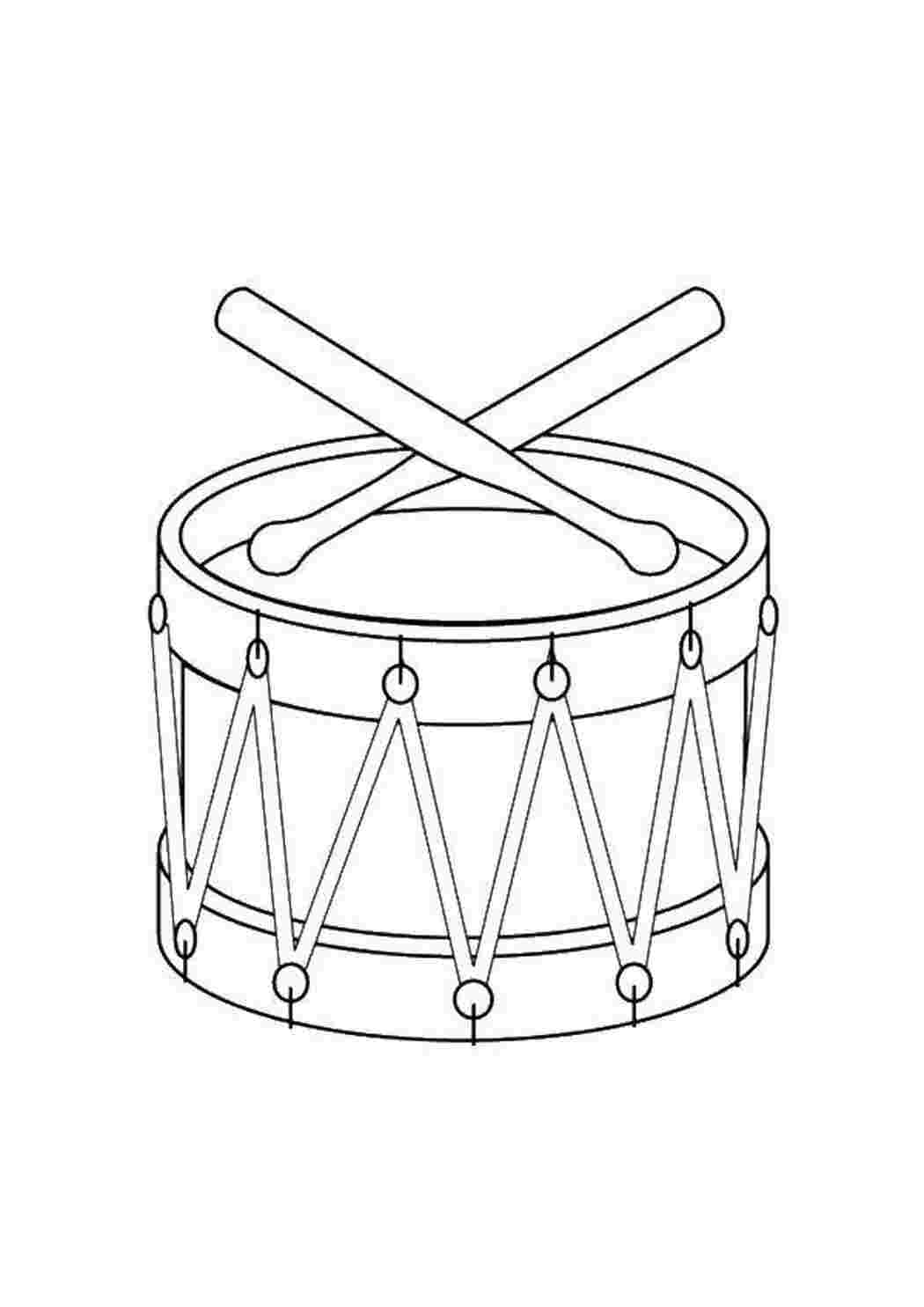 Раскраски Барабан музыкальные инструменты барабан