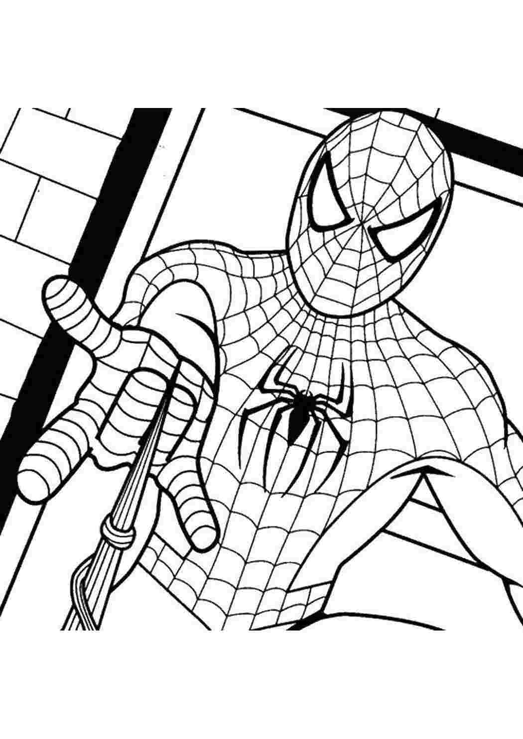 Раскраски Человек паук пустил паутину человек паук человек паук, супергерои