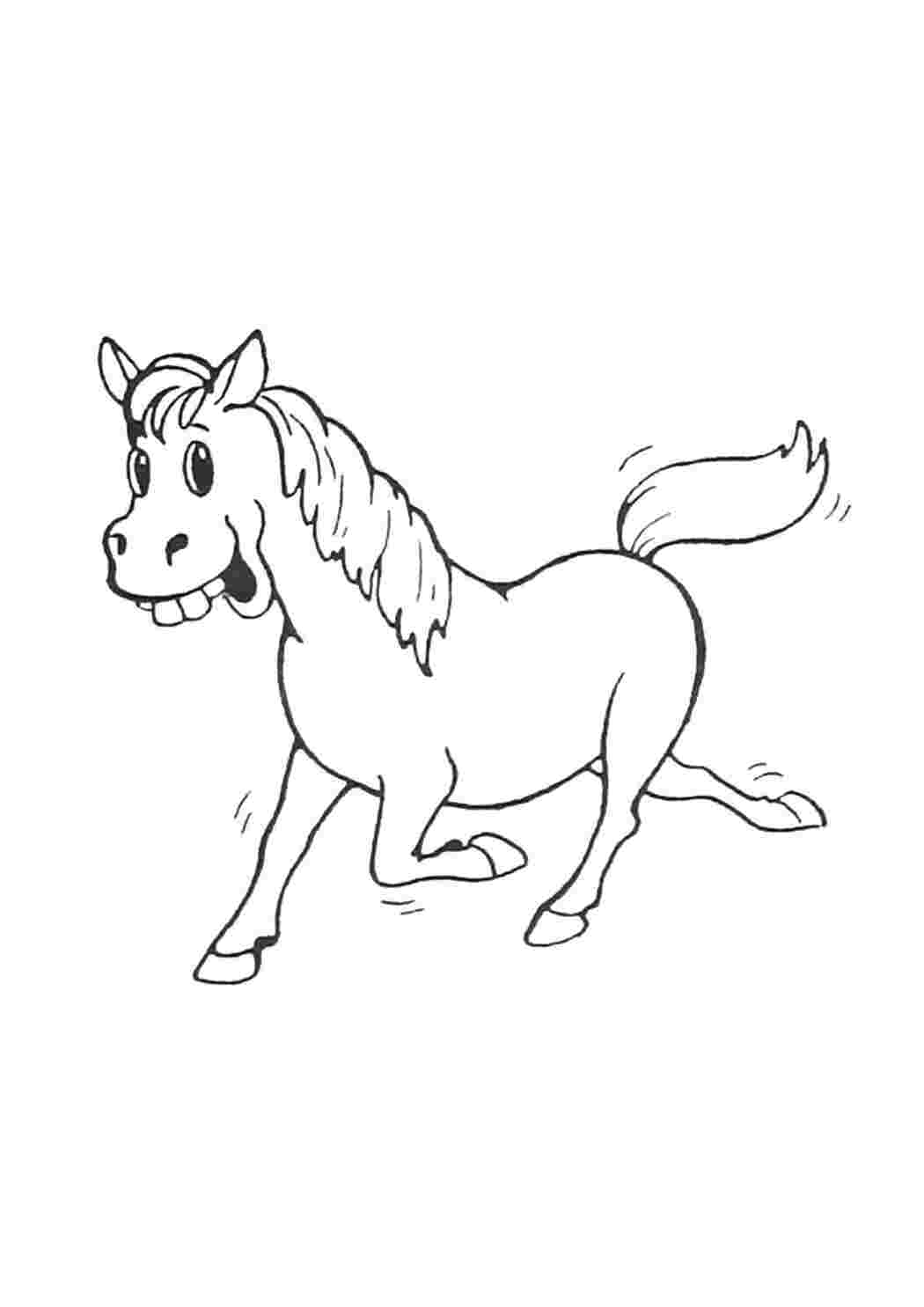 Раскраски Весёлая лошадка домашние животные Животные, лошадь
