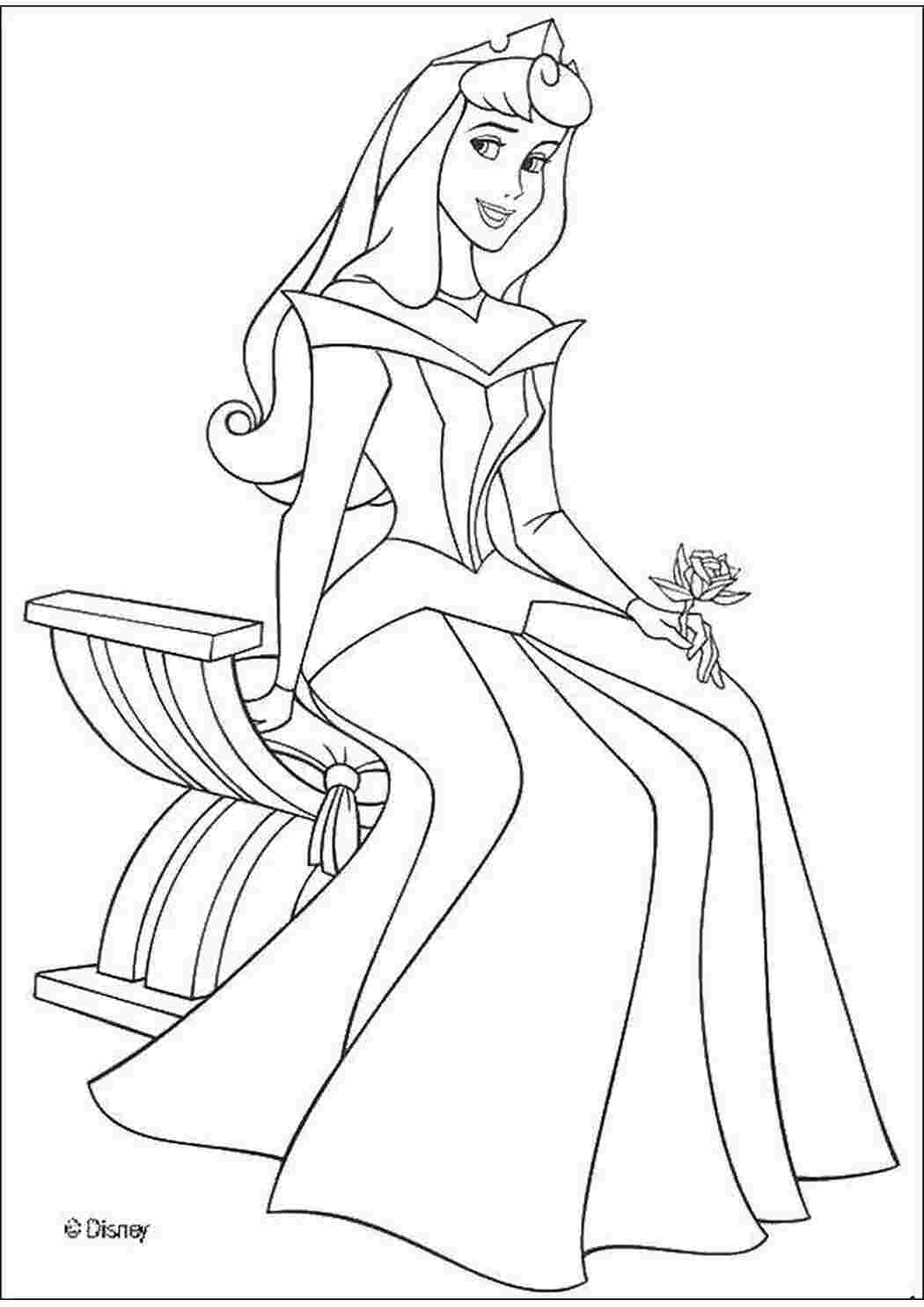 Раскраски Принцесса роза с розой Принцессы Диснеевские мультфильмы, принцессы, Роза, спящая красавица