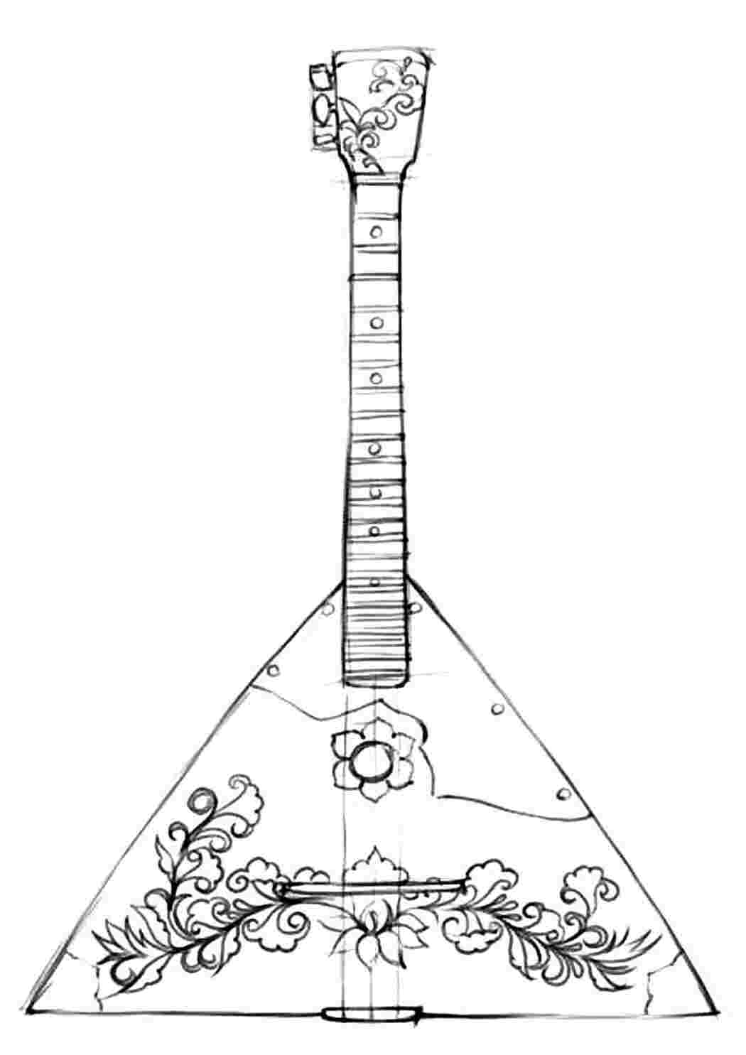 Раскраски, Струнные русские народные инструменты. Балалайка, Музыкальные  инструменты для детей скачать бесплатно, Пианино., Виолончель., Барабан и  барабанная установка на раскрасках, Барабаны, Музыкальный инструмент гитара.