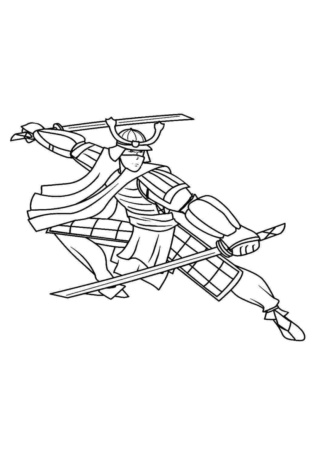 Раскраски картинки на рабочий стол онлайн Самурай 16 века Раскраски для мальчиков бесплатно