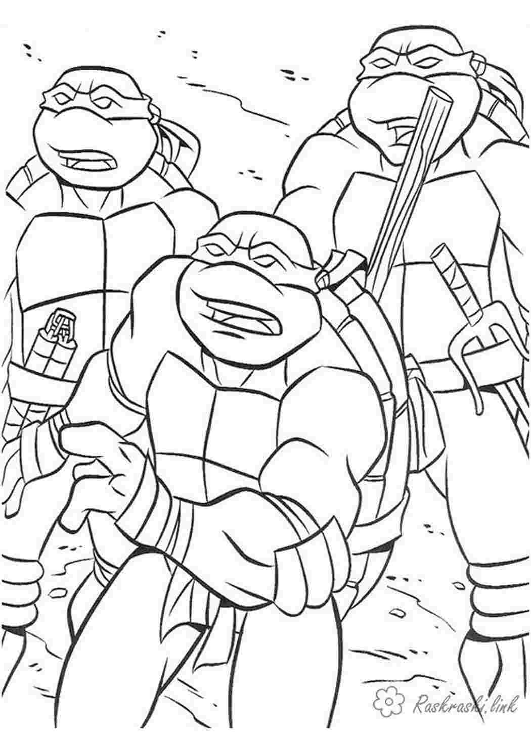 Раскраски черепашки ниндзя, раскраски, раскраски мальчикам, teenage mutant ninja turtles, рафаэль, микеланджело Раскраски Черепашки Ниндзя 