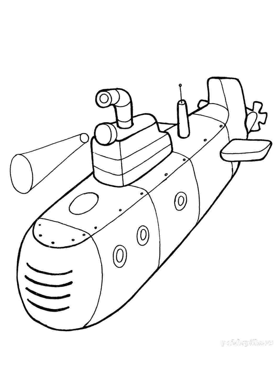 Подводные лодка лодка с фонарем Скачать раскраски для мальчиков