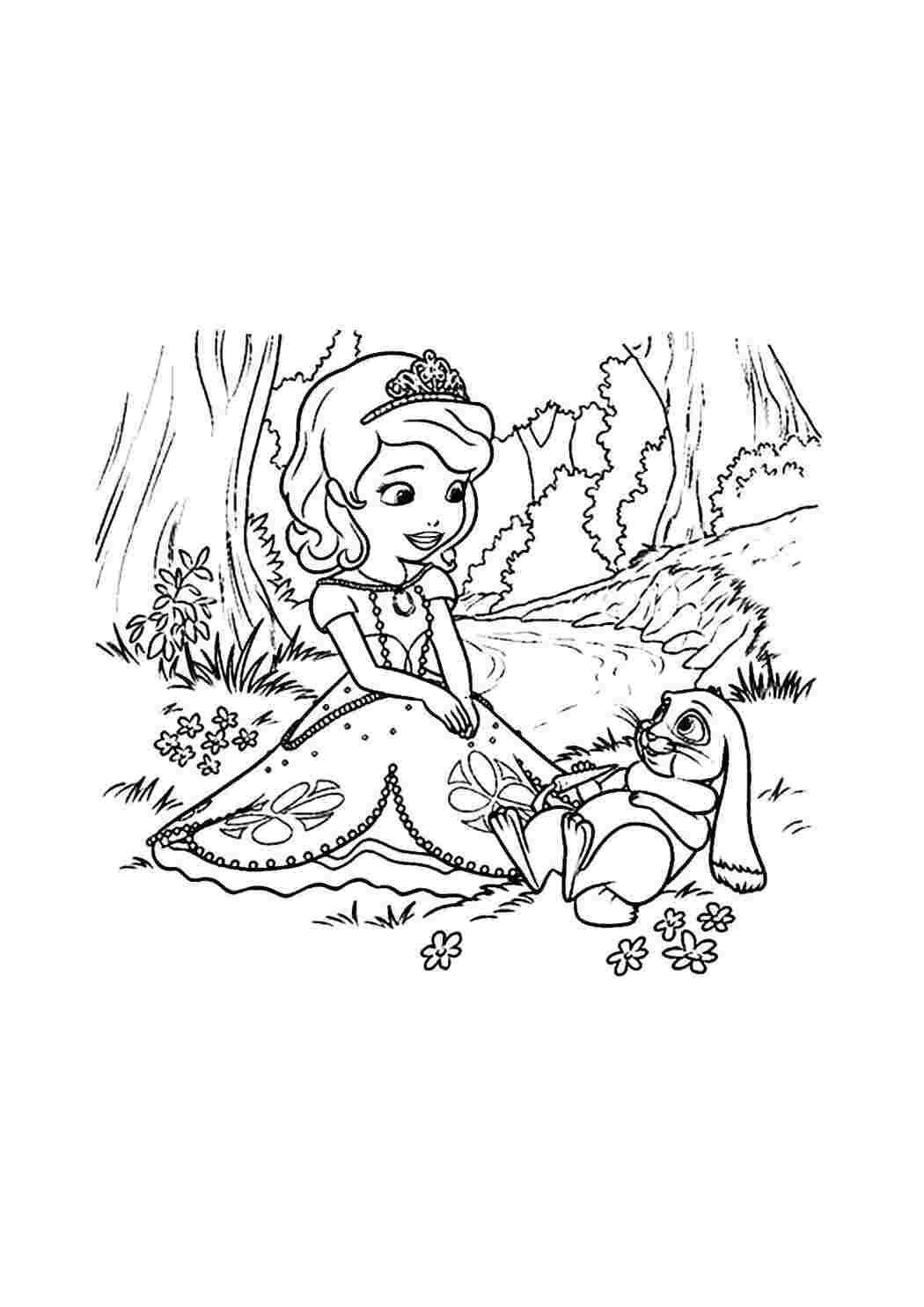 Раскраски детские раскраски принцесса софия распечатать формат  а4 Для девочек принцесса
