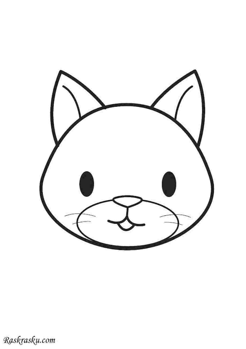 Раскраски Голова котенка котики голова, котенок, ушки