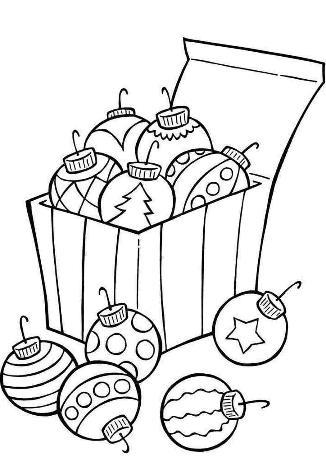 Елочные шары в коробочке Раскраска зима распечатать Раскраски на тему зима