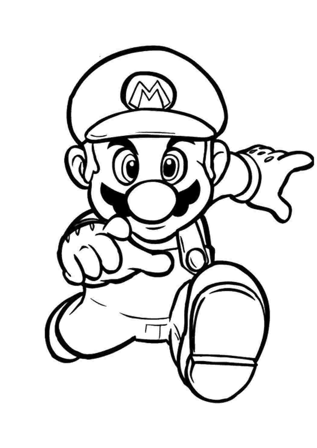 Раскраски Марио бежит вперед марио игры, Марио, супер Марио