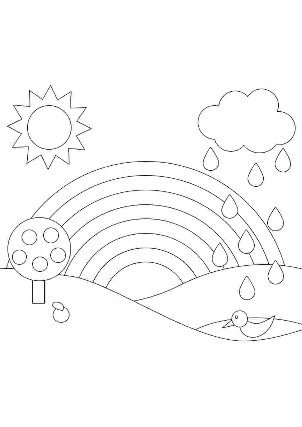 Раскраски Явления природы. Радуга Раскраски с радугой