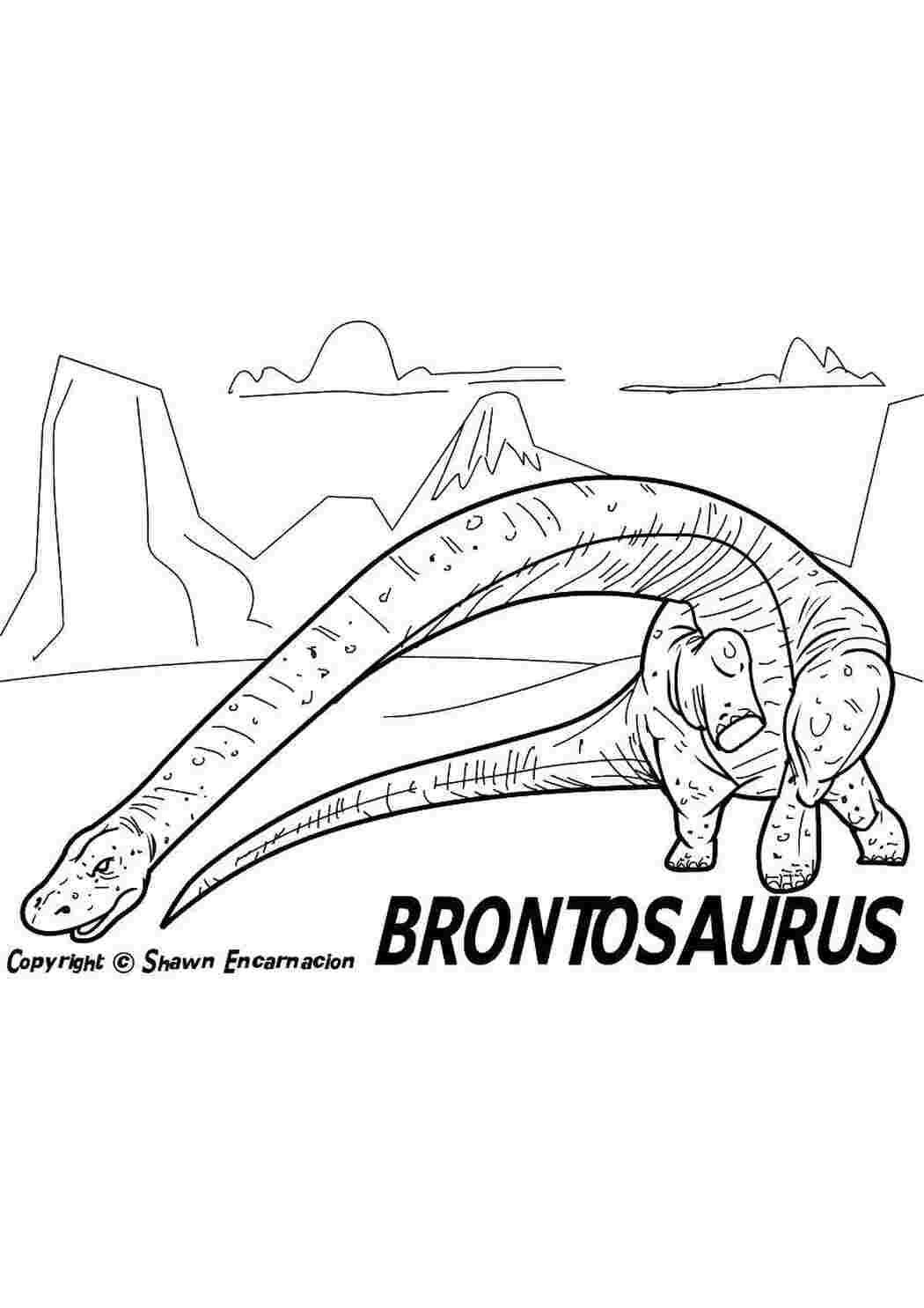 Раскраски Бронтозавр и длинная шея парк юрского периода бронтозавр, динозавр, хвост