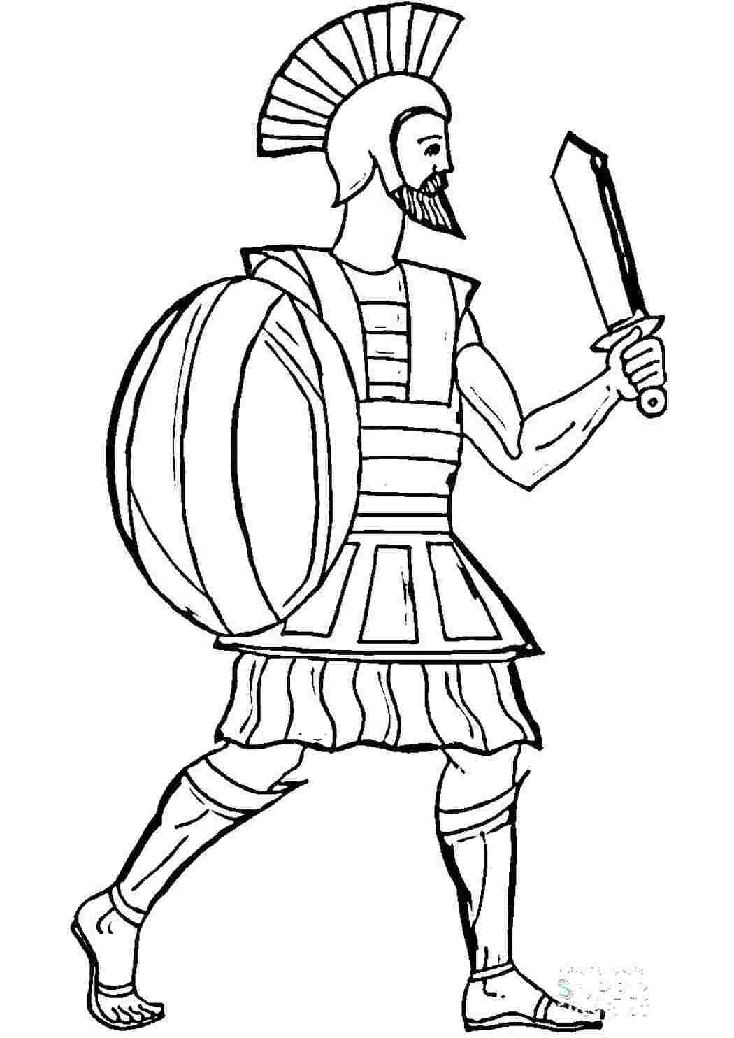 Раскраски картинки на рабочий стол онлайн Греция, воин, меч, щит Раскраски для мальчиков