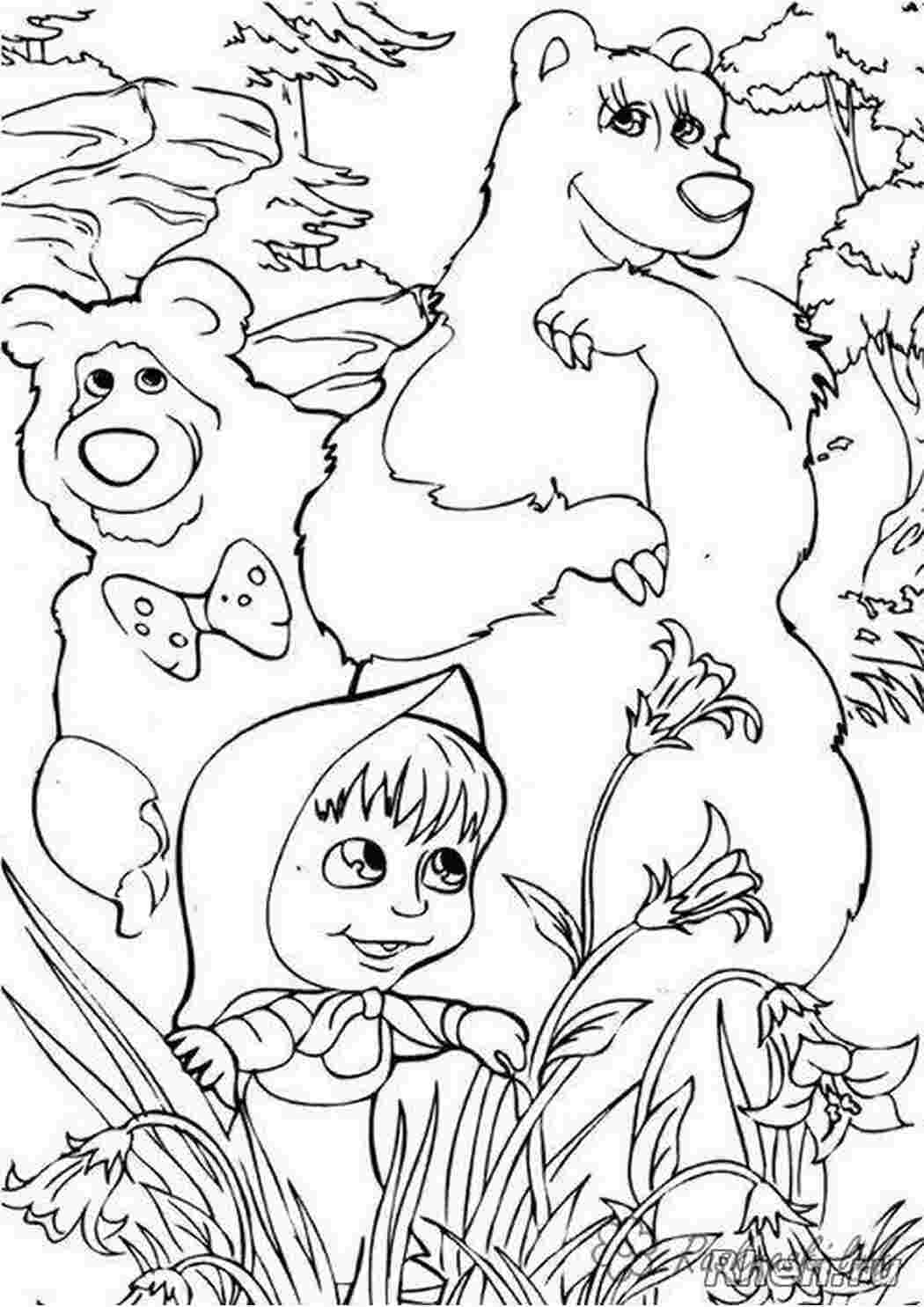 Раскраски раскраска мультфильм маша и медведь Раскраски Маша и Медведь 