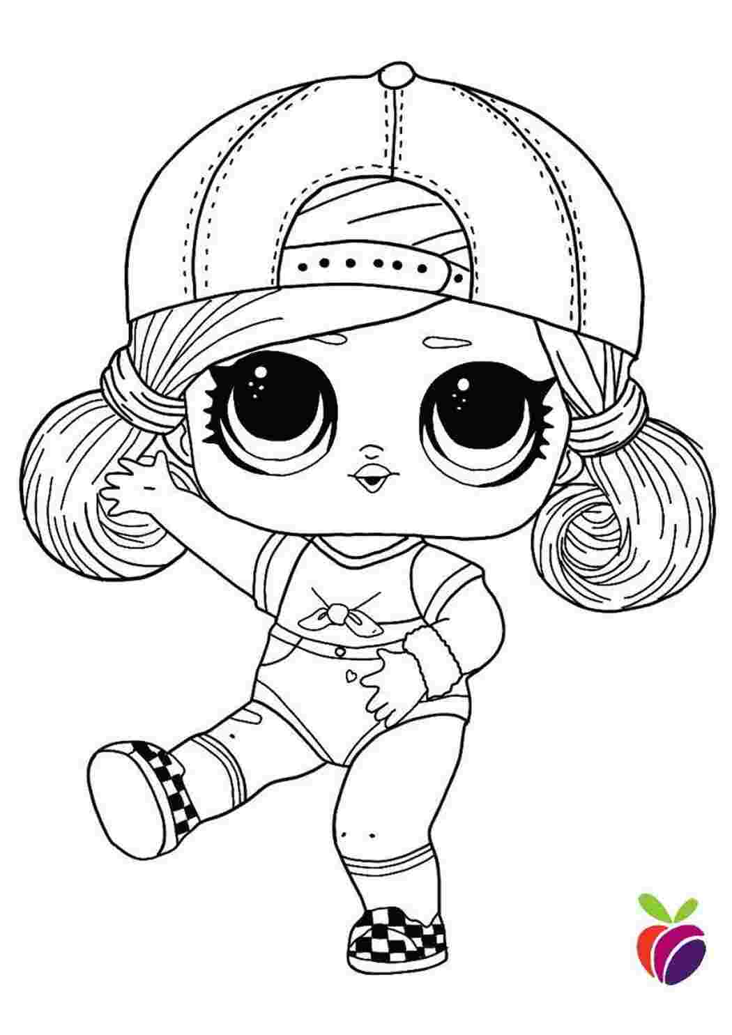 Раскраски Красивые раскраски для девочки с куклой лол Sk8er Grrrl      Красивые раскраски для девочки с куклой лол Sk8er Grrrl, раскраски лол декодер, кукла лол в бейсболке одетой козырьком назад, с волосами собранными в два хвостика внизу