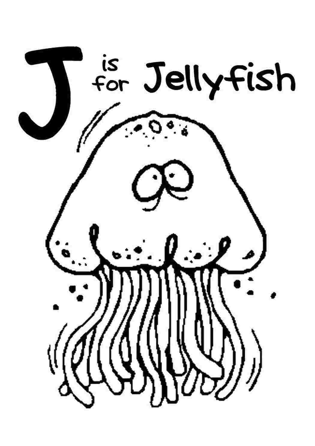 Раскраски J is for jellyfish Английский алфавит J, Jellyfish