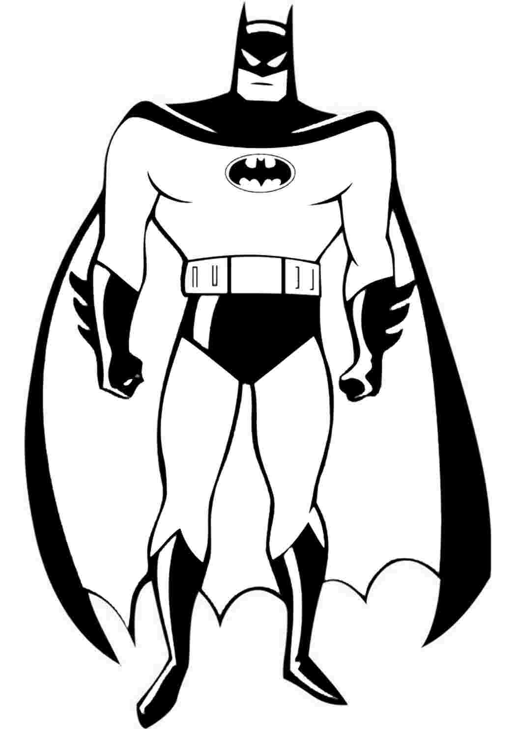 Бэтмен в полный рост Раскраски скачать и распечатать бесплатно.