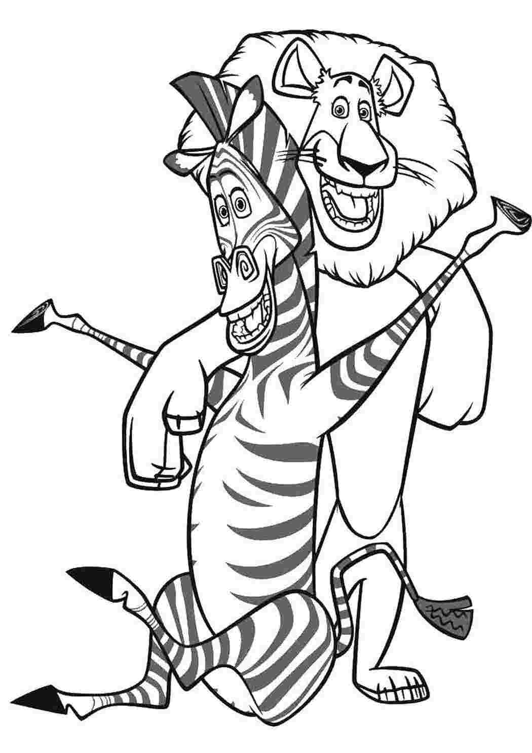 Раскраски Лев и зебра мадагаскара мадагаскар мадагаскар, мультфильм, лев, зебра