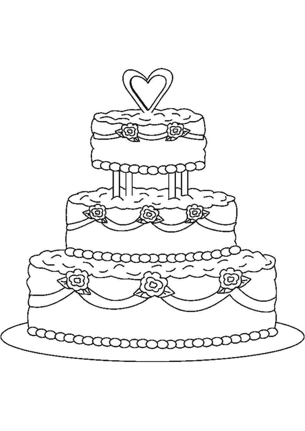 Раскраски Свадьба и тортик торты Торт, еда, праздник