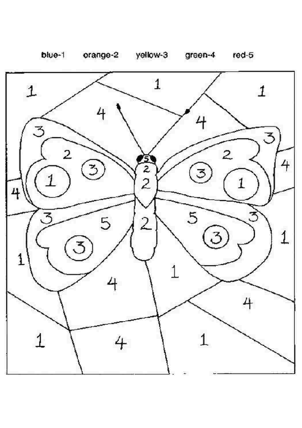 Раскраски Бабочка и крылышки По номерам бабочка, крылья, усики