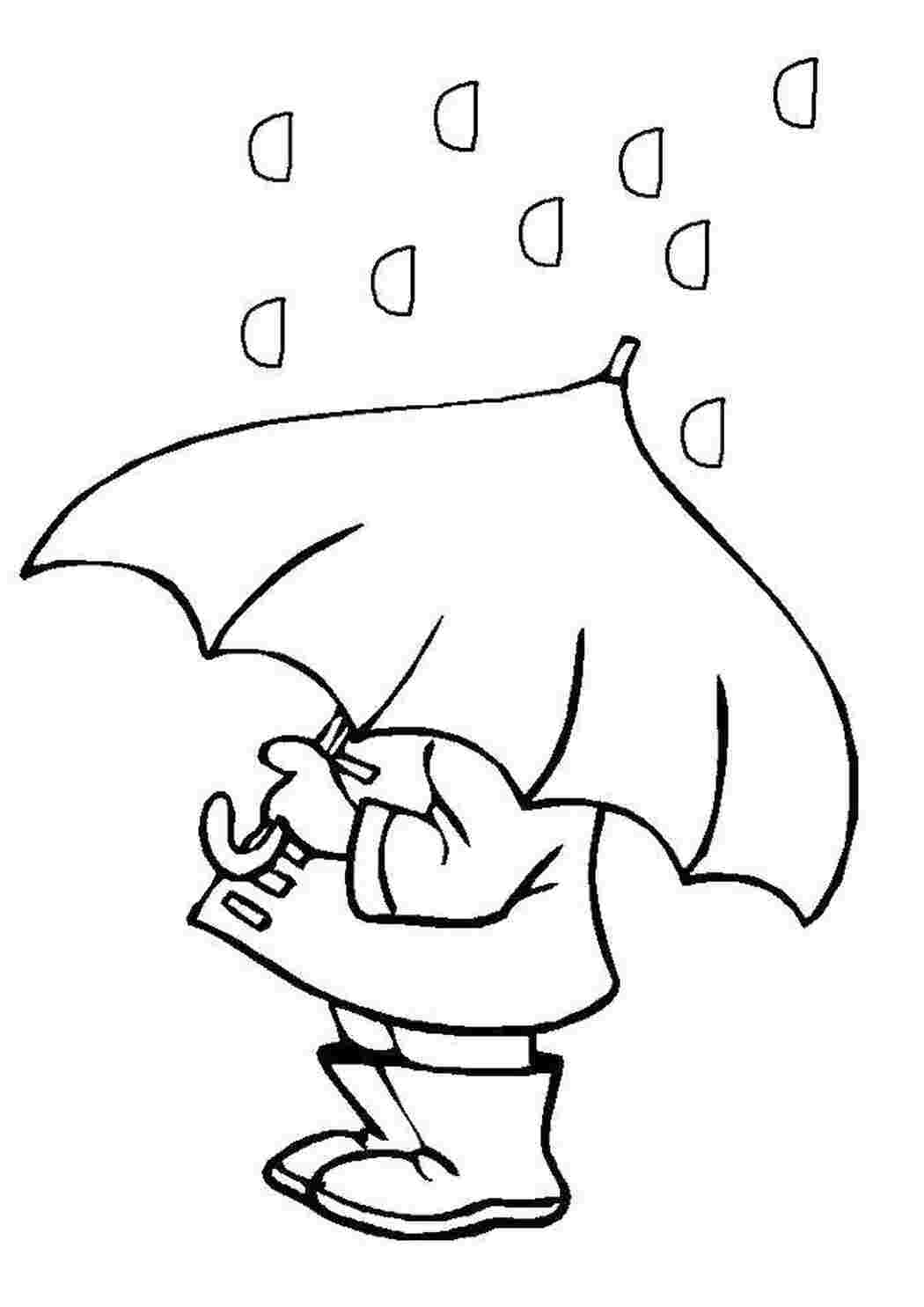 Раскраски Весенний дождь. человек под зонтом Весна дождь, зонт