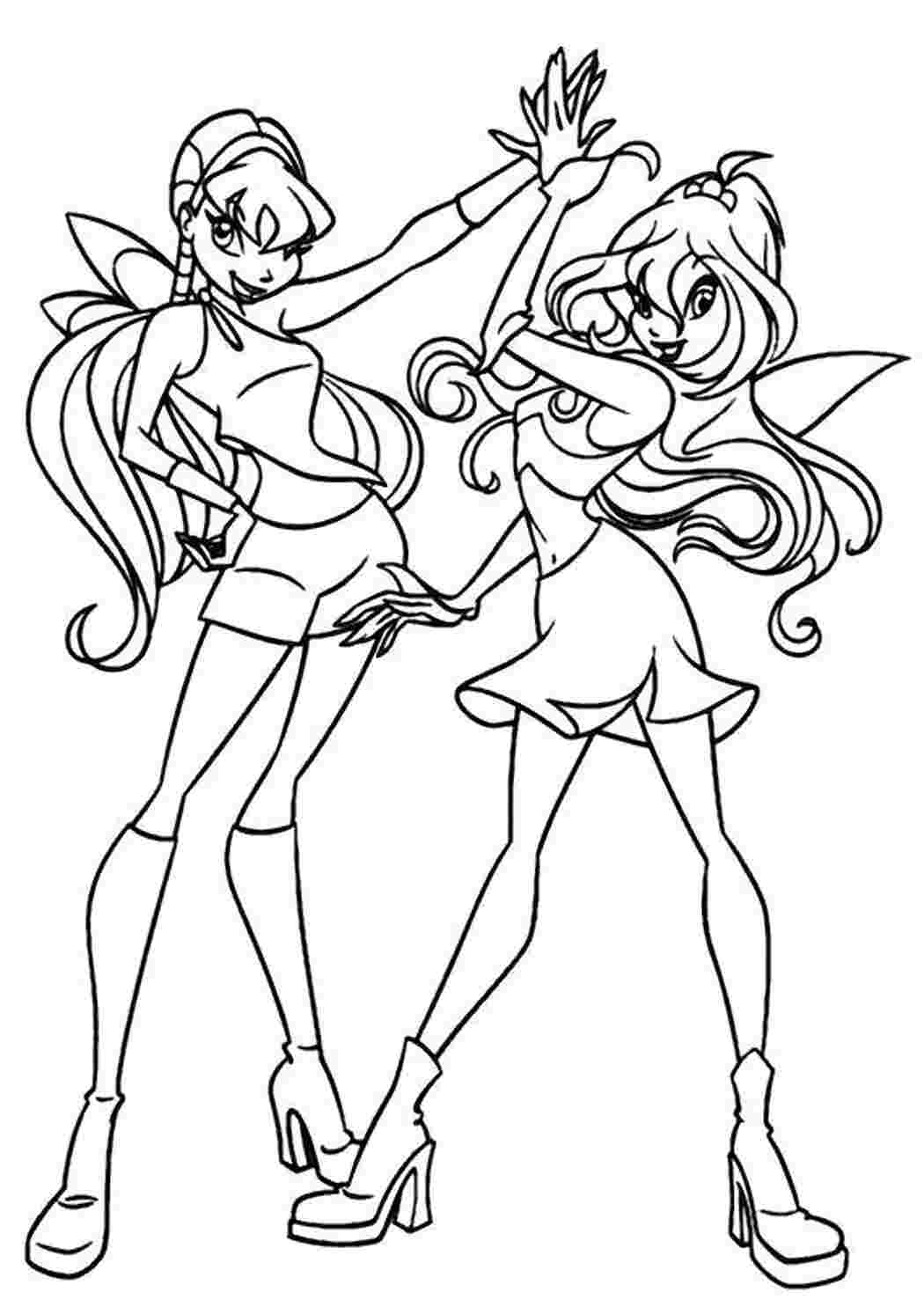 Раскраски Подружки Клуб Винкс Winx club Блум, Стелла