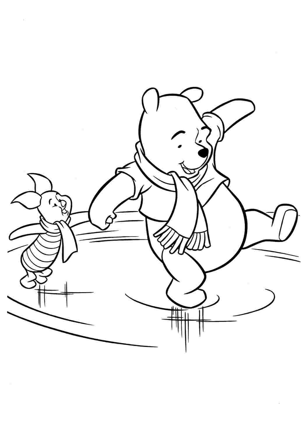 Раскраски Винни Пух и Пятачок на льду герои сказок винни пух и пятачок