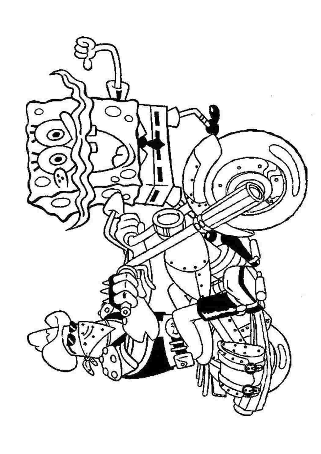 Раскраски Спанч боб на мотоцикле спанч боб спанчбоб, патрик