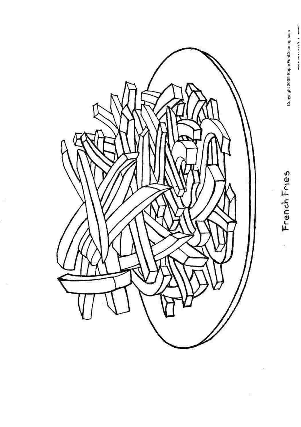 Раскраски Картошка фри Еда еда, фри