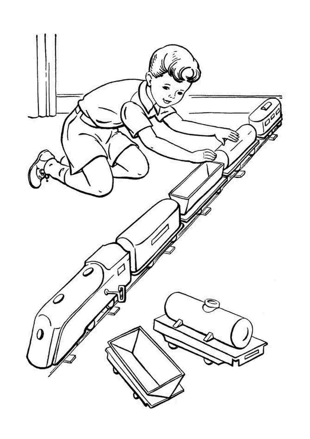 Раскраски, картинки на рабочий стол онлайн, Мальчик играет с поездом  Распечатать раскраски для мальчиков, раскраски на тему май литл пони ,  Раскраски, изображающие мужчин. Раскраски с темой человек, мужчина.,  Раскраски для детей