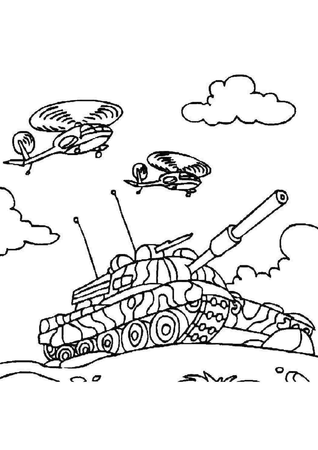 Раскраски Танк и вертолеты танки Танк, транспорт, техника, вертолеты