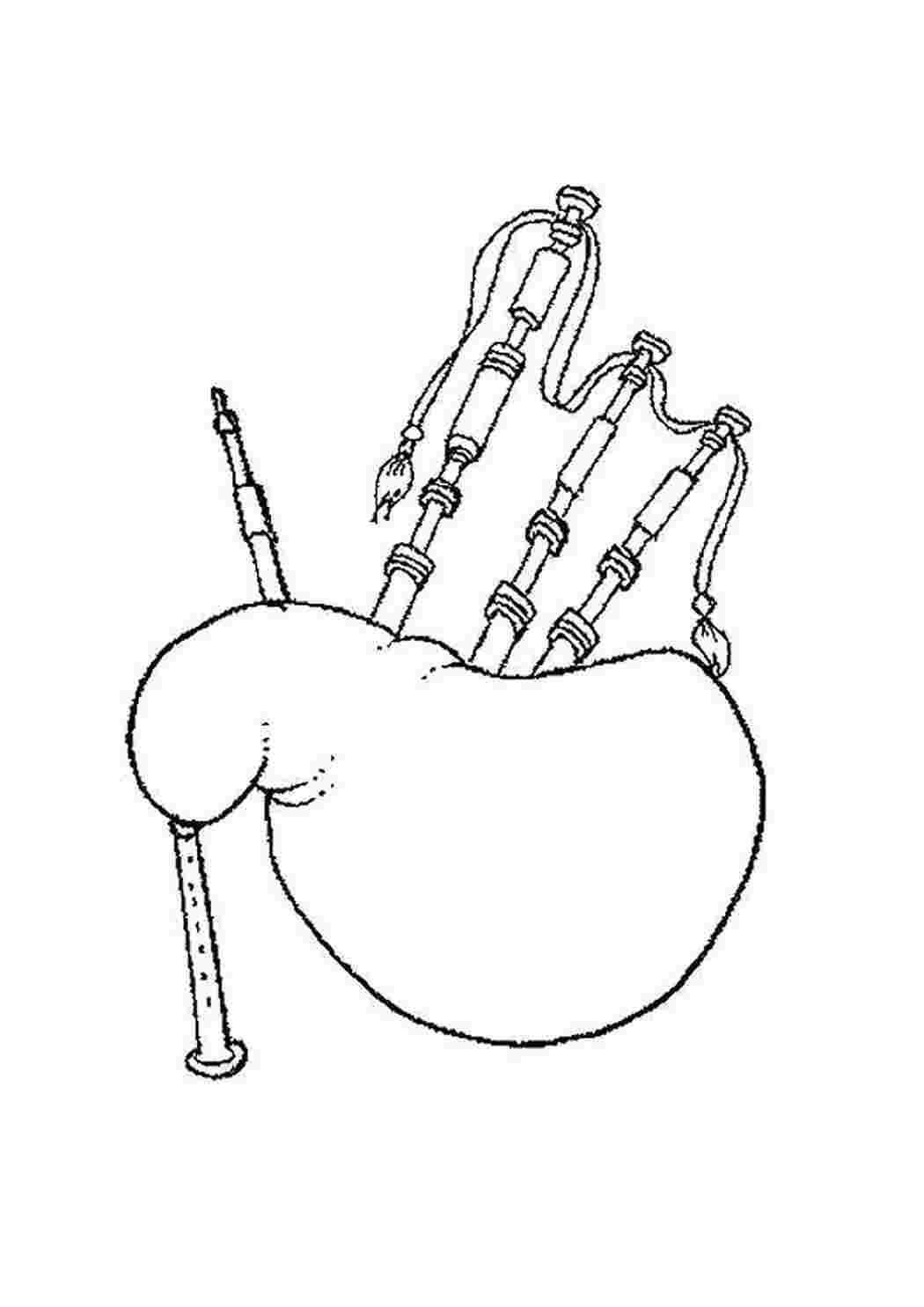 Раскраски Волынка музыкальные инструменты Инструмент, волынка