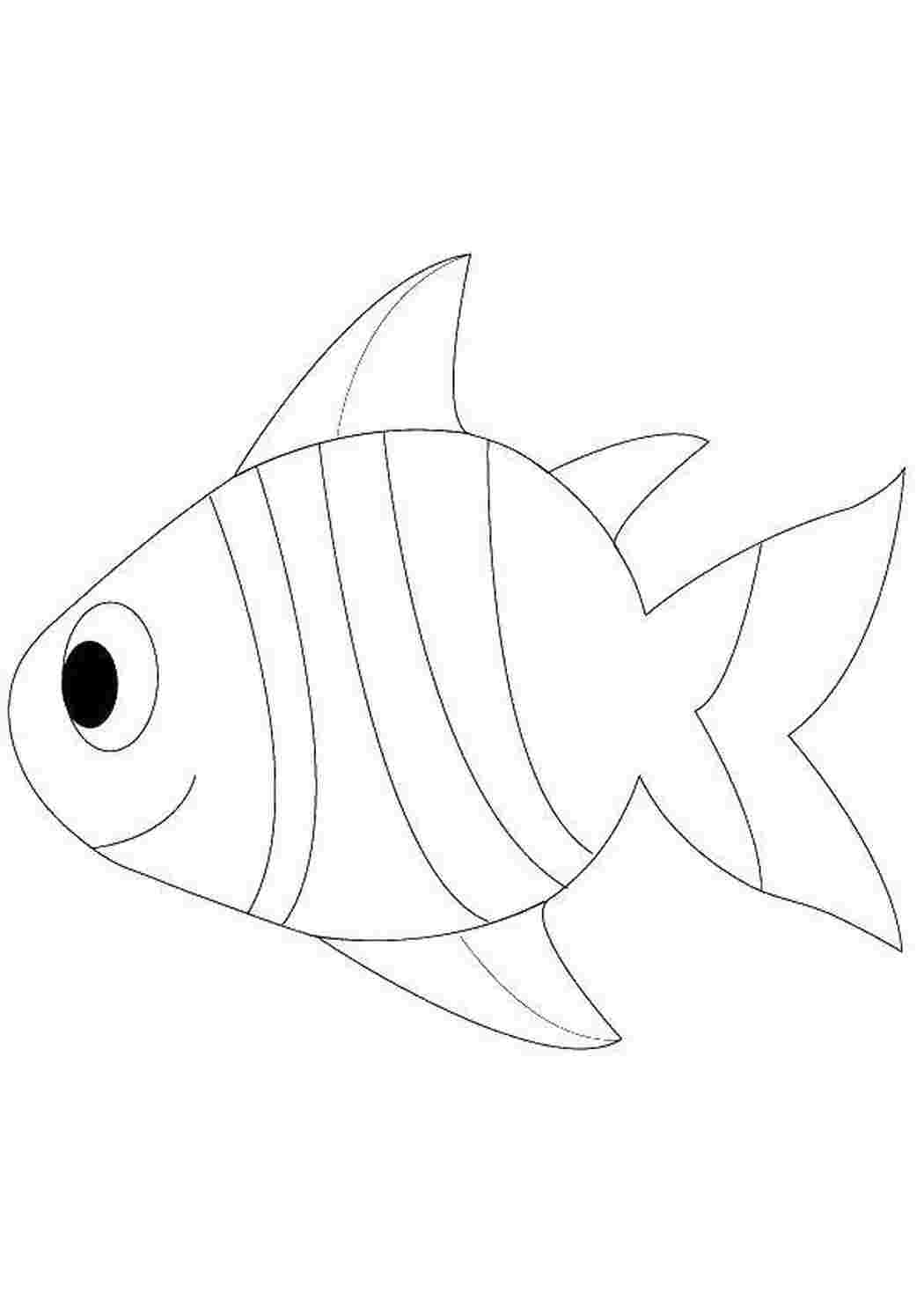 Раскраски Полосатая рыба рыбы рыба, контур, плавник