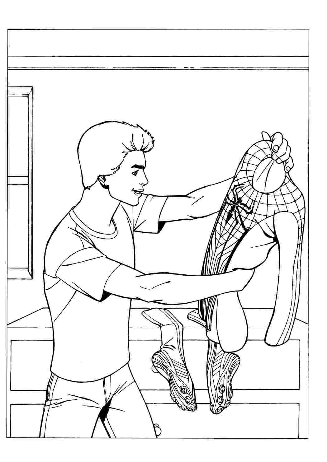 Раскраски Питер паркер человек паук человек паук человек паук, супергерои