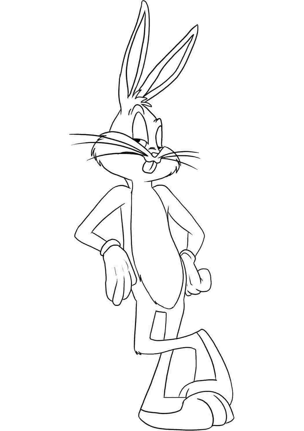 Раскраски Рисунок зайца багс банни домашние животные мультфильм, заяц