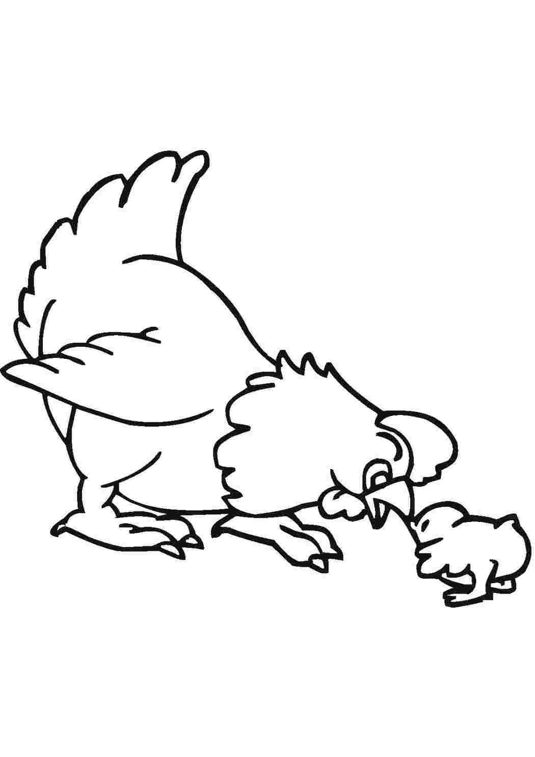 Раскраски Курица и цыпленок мама с ребенком курица, цыпленок