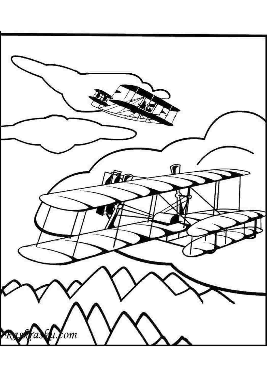 Раскраски Два самолета в полете самолеты самолеты, полет, небо