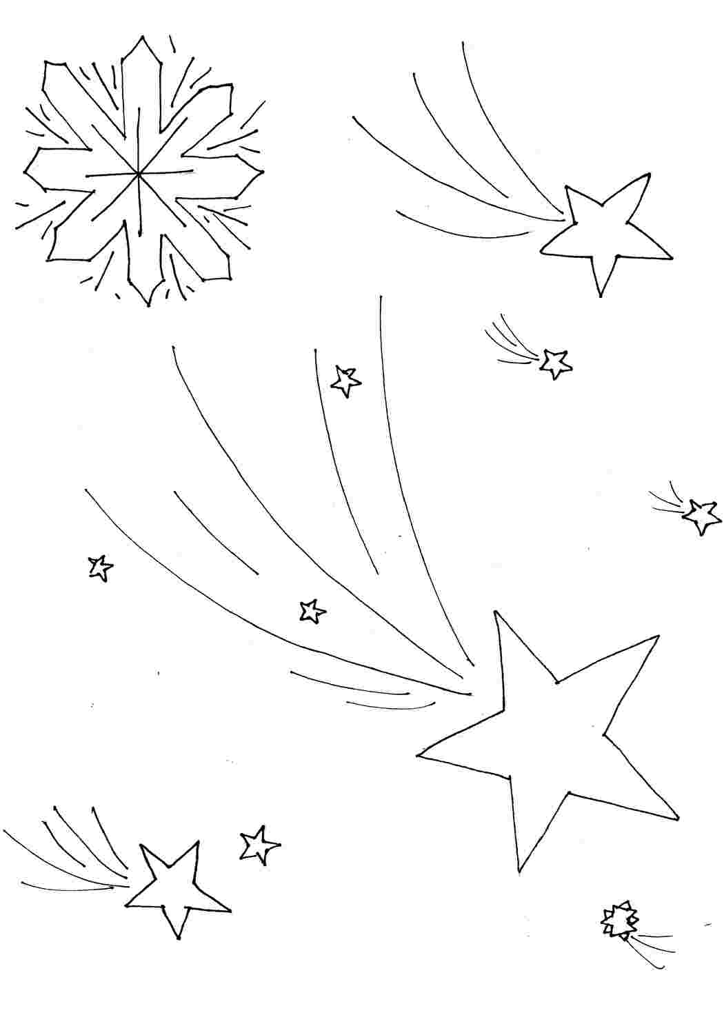 Раскраски снежинки среди звезд Раскраски снежинки 