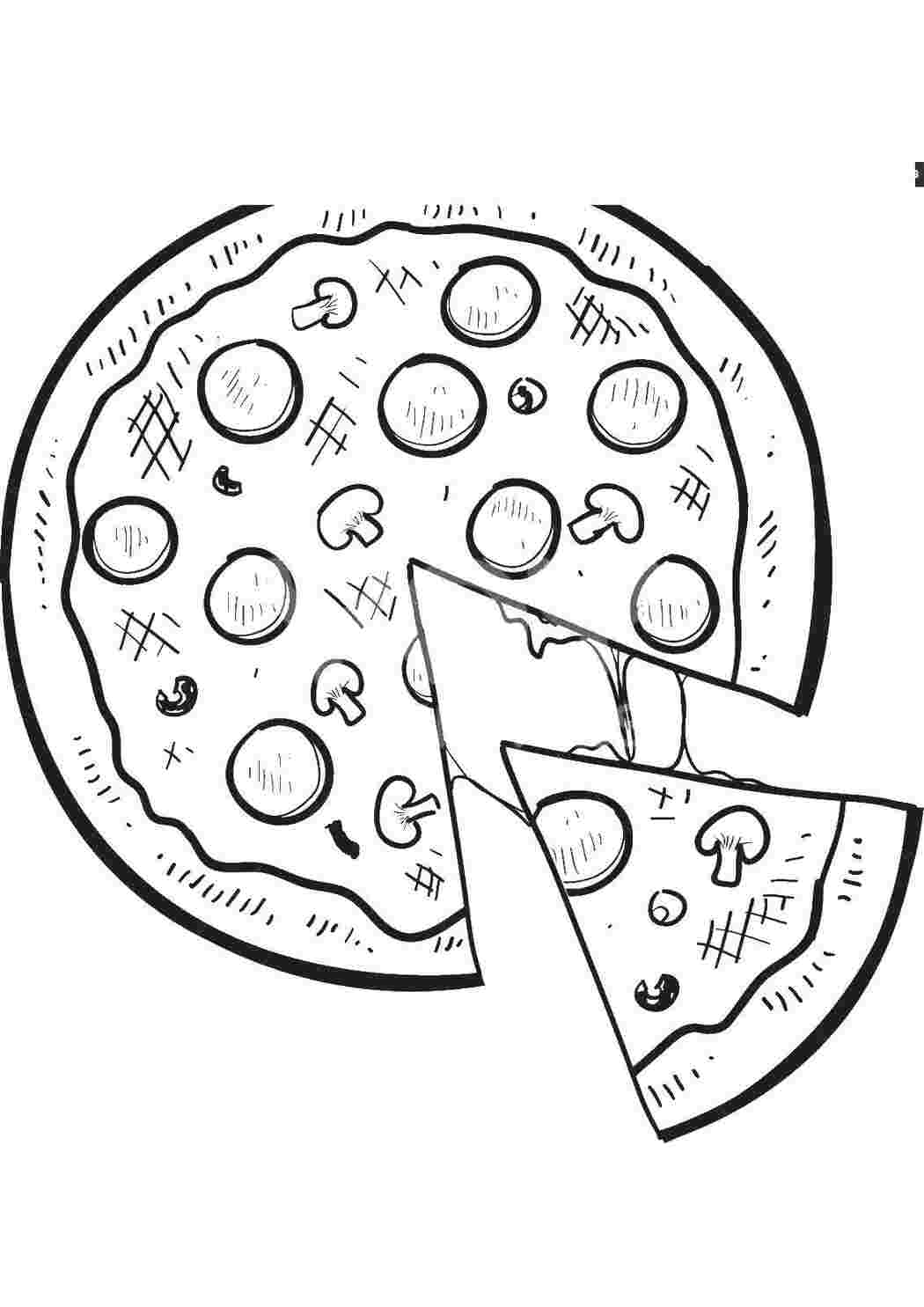 Раскраски Грибная пицца Еда пицца, еда