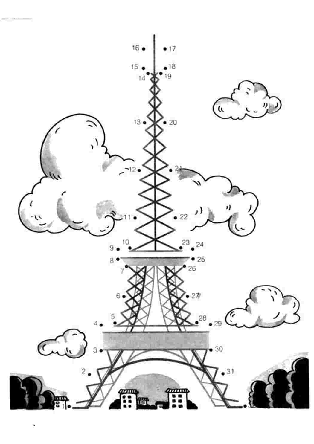 Раскраски Эйфелева башня Цифра Цифра