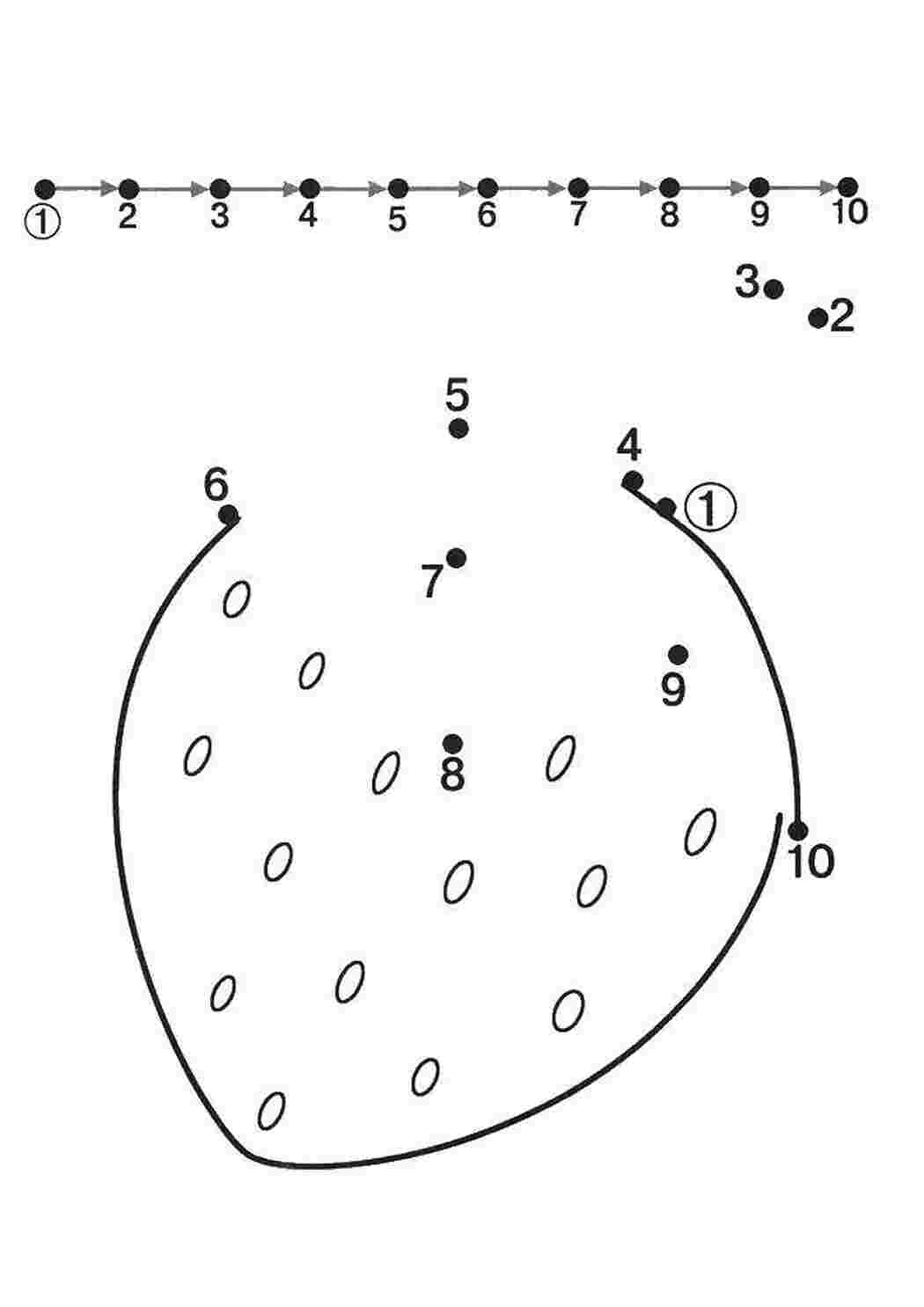 Раскраски Дорисуй по точкам клубничку дорисуй по образцу дорисуй, образец