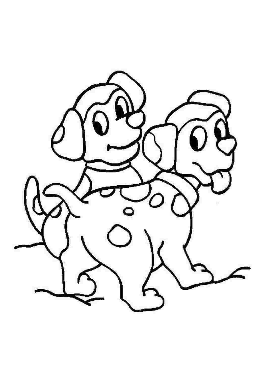 Раскраски Два щеночка Животные животные, собака, щенок, песики