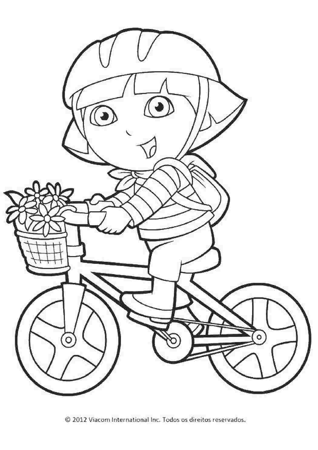 Раскраски Даша на велосипеде мультик даша и башмачек, велосипед. даша едет на велосипеде