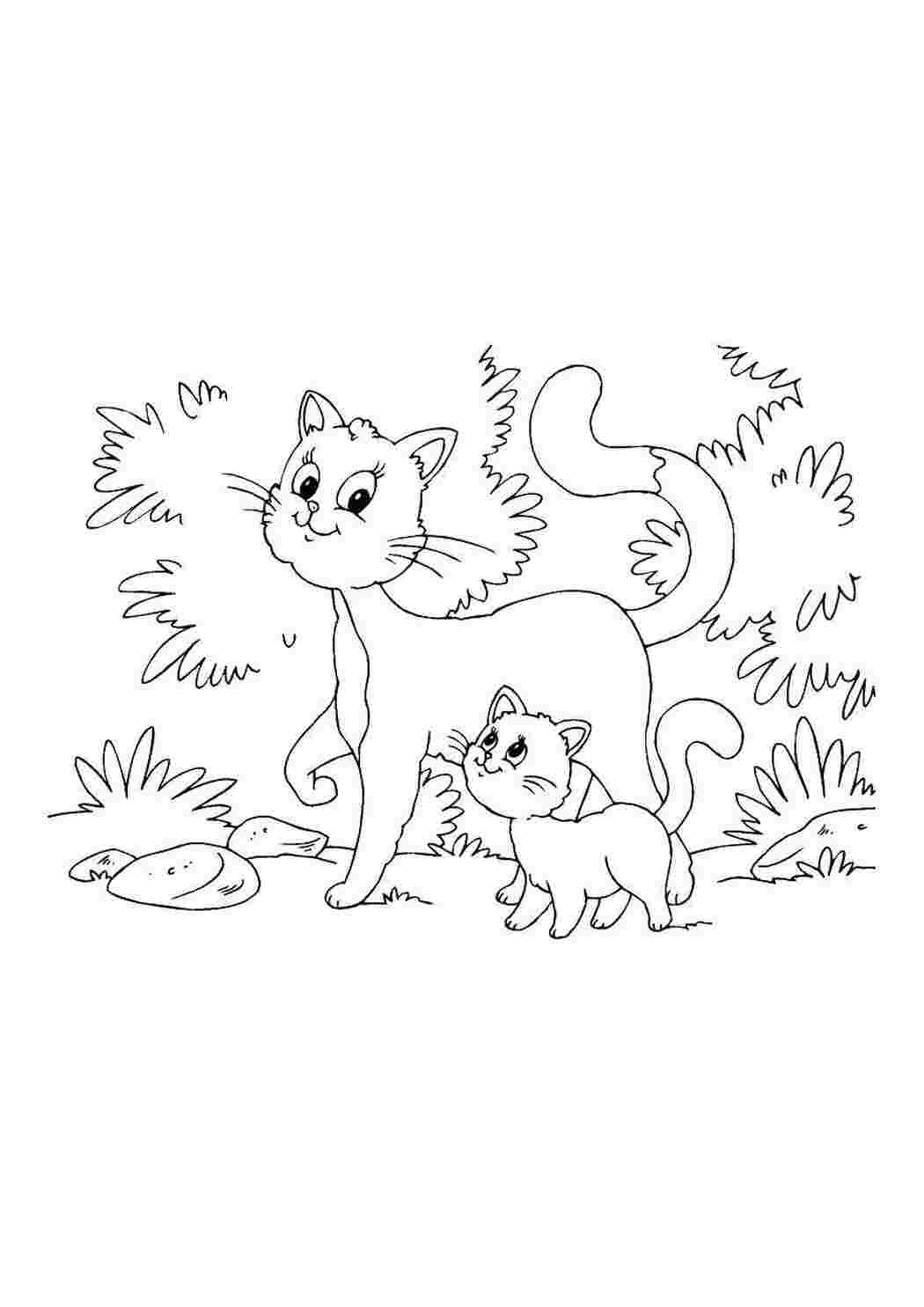 Коты и котята гулять, кошка, котенок, 