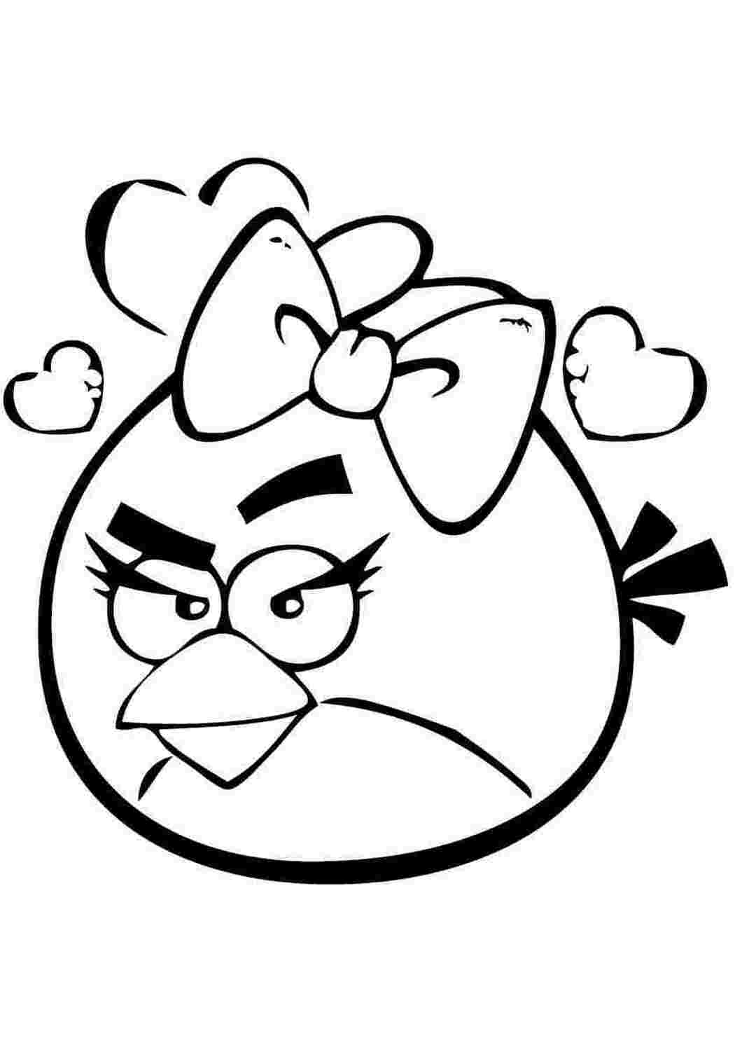 Раскраски картинки на рабочий стол онлайн Angry birds злые птички, птичка в бантике, сердечки Раскраски для детей мальчиков